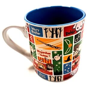 Harry Potter 14oz Coffee Mug Dobby Ron Hermione Magic Wand Hat Glasses Owl 4"